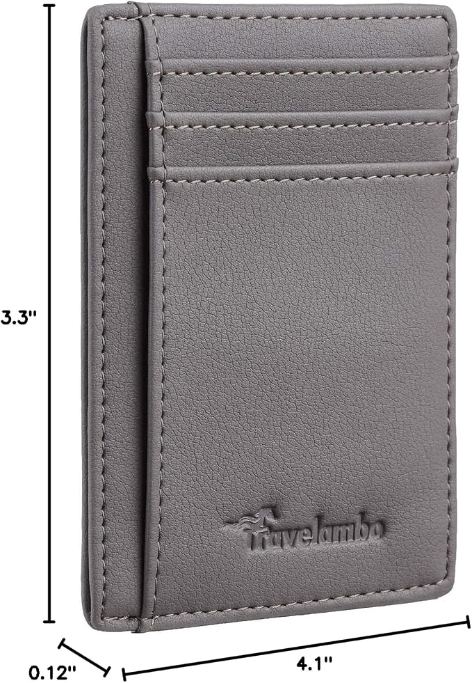 Travelambo Front Pocket Minimalist Leather Slim Wallet RFID Blocking Medium Size - Image 5