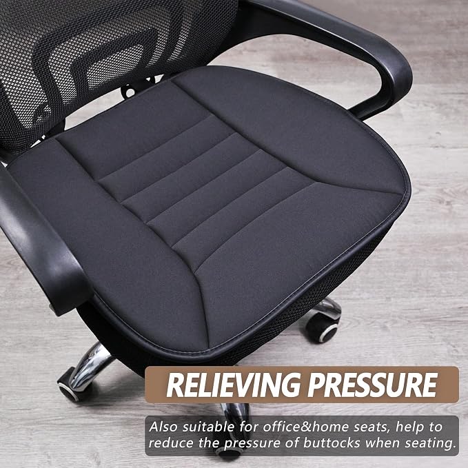 2PCS Car Seat Cushion Pad 1.2" Thick Comfort Seat Protector for Car Driver Seat Office Chair Home Use Memory Foam Seat Cushion with Non Slip Bottom, 20'' x 18.5'', Dark Gray - Image 6