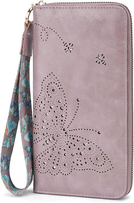 KITEVIUN RFID Wallet Women, Large Capacity Butterfly Cell Phone Clutch Purses Ladies Wristlet Wallets for Women by KITEVIUN
