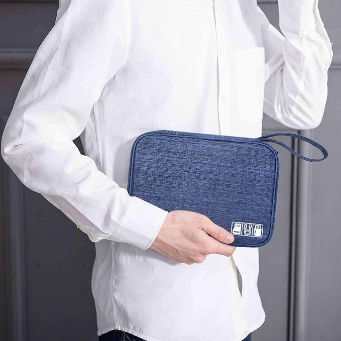 SELLYFELLY Travel Electronics Organizer Portable Cable Organizer Bag for Storage Electronic Accessories Case for Cord,Phone,Charger,Flash Drive (Navy Blue) - Image 7