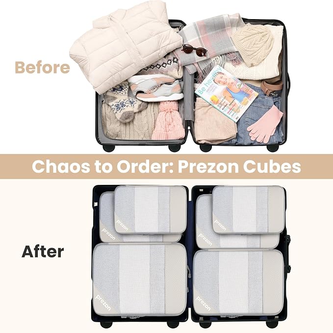 Compression Packing Cubes for Travel, Lightweight Vacation Travel Essentials, Travel Accessories for Suitcase Organizer Bags Set, Durable Luggage Organizer - Image 7