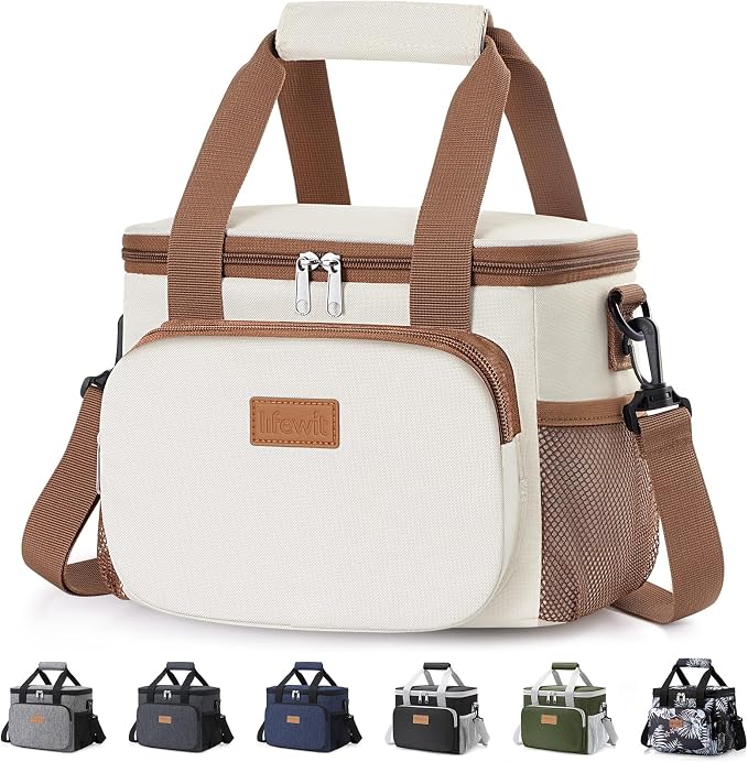 Lifewit Medium Lunch Bag, Insulated Lunch Box, Soft Cooler Cooling Tote for Adult Men Women, Beige 12-Can (9L) by Lifewit