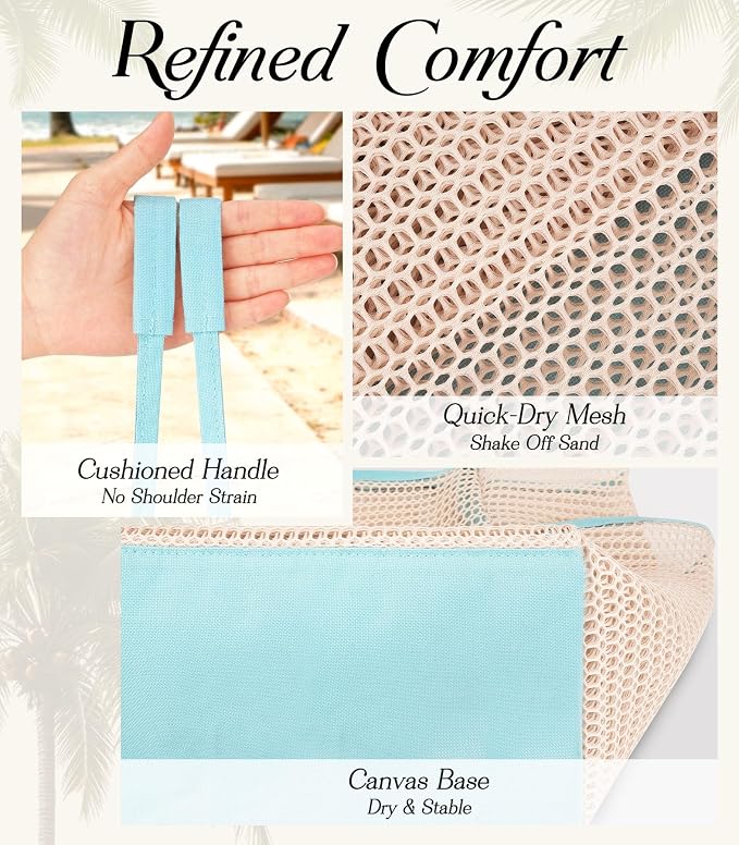 Cruise Essentials Beach Bag for Women, Mesh Tote with Detachable Pouch | Chic Design - Image 6