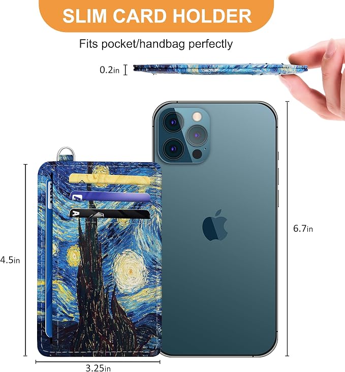 SEAVILIA Small Credit Card Holder for Women, Slim RFID Blocking Wallet | Cute Mini ID Card Case, Thin Minimalist Pocket Wallet, Gift for Girls, Starry Night - Image 6