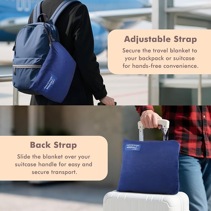 Tirrinia Travel Blanket Airplane Office Poncho 4 in 1 Premium Cozy Fleece Portable Poncho Blankets with Built-in Bag, Pocket - Image 4