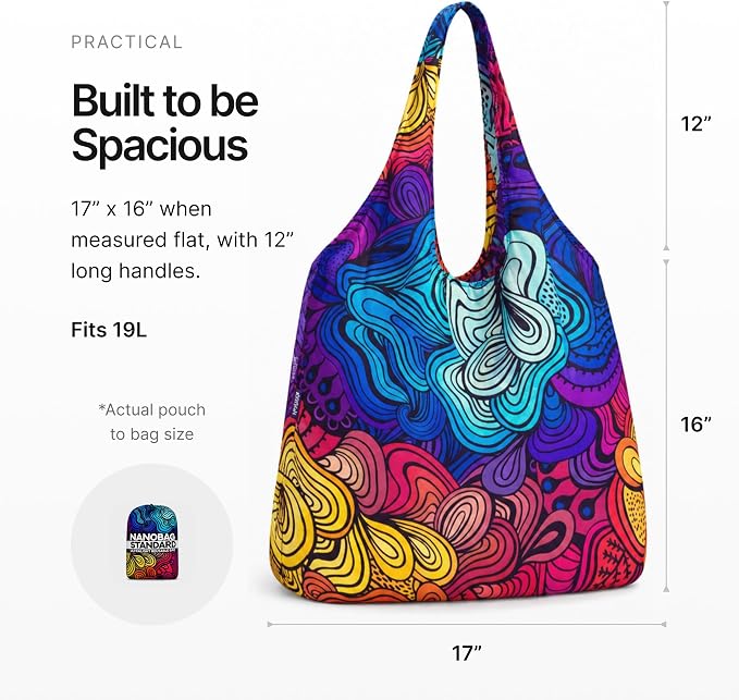 Nanobag Standard 19L Tote Foldable Packable Reusable Grocery Shopping Bag | 0.9 oz Premium Portable Collapsible Ultralight Pocket-Sized for Everyday Use & Travel - Image 4