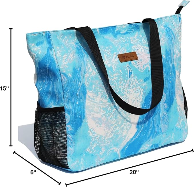 ESVAN LARGE BEACH BAG Water Resistant Lightweight 20 inch Women Oversize Tote Bag for Gym Beach Travel Pool Yoga Nurse - Image 10