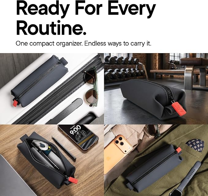 TOOLETRIES The Koby Dopp Kit Toiletry Bag- Mini 8.5" x 2.75" x 2", Charcoal | Compact silicone leak-resistant travel toiletry bag with a heavy-duty zipper that's easy to clean. - Image 8