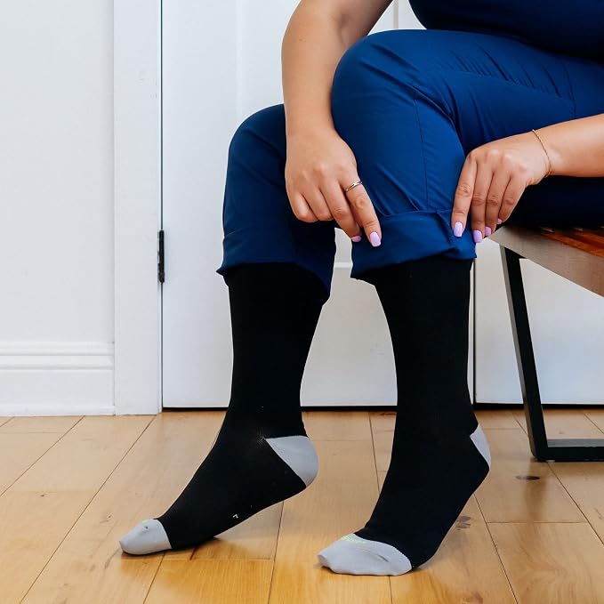 LEVSOX Wide Calf Compression Socks for Women & Men Extra Large Size Support Socks for Nurses Running Pregnant Travel, 15-20 mmHg - Image 3