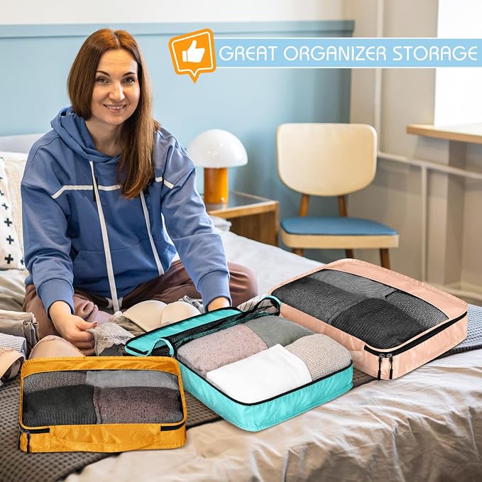 5 Pcs Packing Cubes for Suitcase Large Travel Cubes Carry on Luggage Organizer Bags for Clothes Accessories(Mixed,Pastel) - Image 6