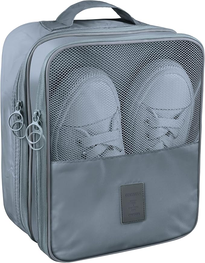 Travel Shoe Bag Waterproof Shoe Organizer Bag Holds 3 Pair of Shoes Shoe Packing Cube for Suitcase Travel and Daily Use Storage Pouch with Handle (Grey) by Ebbniur