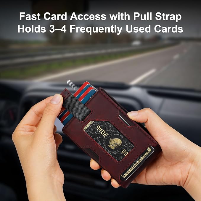 Slim Genuine Leather Wallet: Thin RFID Wallet 12+ Card Hold | Top Grain Leather Wallet with Magnetic Money Clip Inside - Minimalist Front Pocket Wallets - Gifts for Men with Gift Box - Image 3