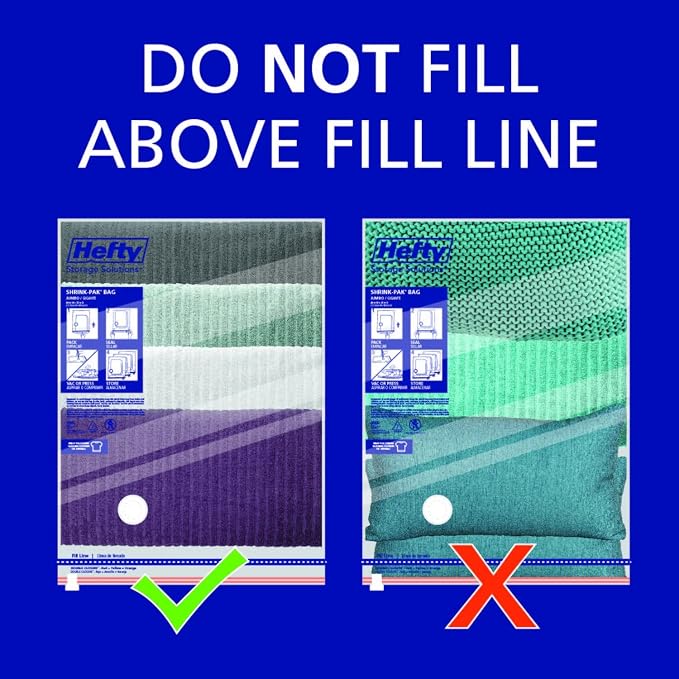 Hefty Shrink-Pak - 4 Large Vacuum Storage Bags for Clothes, Pillows, Towels, or Blankets - Space Saver Vacuum Sealer Bags Ideal Under Bed Storage Solutions - Image 7