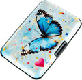 Credit Card Holder for Women Men RFID Blocking Wallet Small Business Metal Slim Mini Aluminum Hard Case (Colorful Hearts Butterfly) by Kaabao