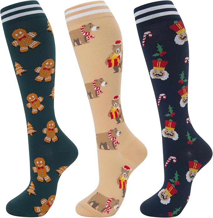 fenglaoda Compression Socks for Women Men 3 Pairs Graduated Compression Support Circulation Socks for Nurses by fenglaoda