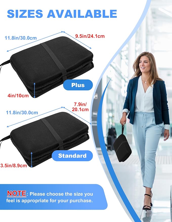 FASTMOMENT Portable Airplane Seat Cushion Foldable Seat Cushion for Travel | Thickened Cushion, Carrying Handle, Breathable Fabric, Washable Mesh Cover, Anti-Slip bottom, Lightweight for Flight Bleacher - Image 3