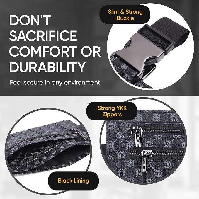 Luxury Travel Wallet – Hidden Money Belt, RFID-Blocking, Anti-Theft Passport Holder for Men & Women (Black Crest) - Image 3