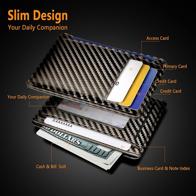 Travelambo Slim Minimalist Wallet for Men, RFID Blocking Credit Card Holder, Front Pocket ID Card Case, Gifts for Men, Husband, Boyfriend, Teenage - Image 4