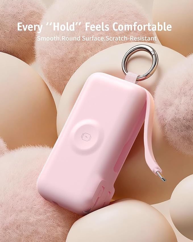 RORRY Flow Portable Charger 10000mAh 40W Wall Plug Power Bank Battery Pack | Built-in USB-C Cable, Keychain Design, Fast Charging, for iPhone 17/16/15, Apple Watch, iPad, 3-in-1, Travel Essential - Image 8