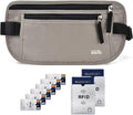 Unisex Money Belt with RFID Blocking Sleeves, Slim Passport Holder RFID Blocking Travel Essentials, Waist Pouch to Protect Cash, Light Grey & 6 Sleeves by paissit