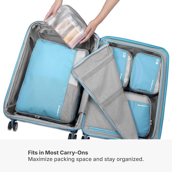 Traveler's Choice Cloverland Packing Cubes, 5-Piece Set, Light Blue - Image 3