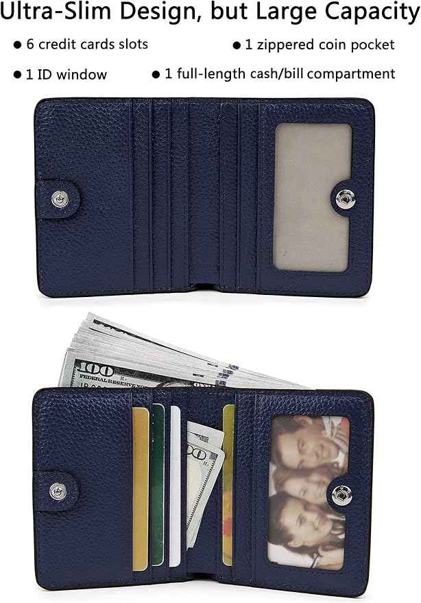 Small Leather Wallet for Women, Ladies Credit Card Holder RFID Blocking Women's Mini Bifold Pocket Purse - Image 2
