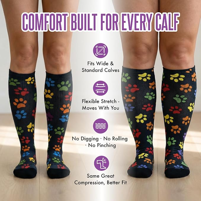 Crazy Compression Socks, Comfortable Support Socks for Recovery, Travel, Hiking, and Long-Hour Comfort w/Fun Designs - Image 8