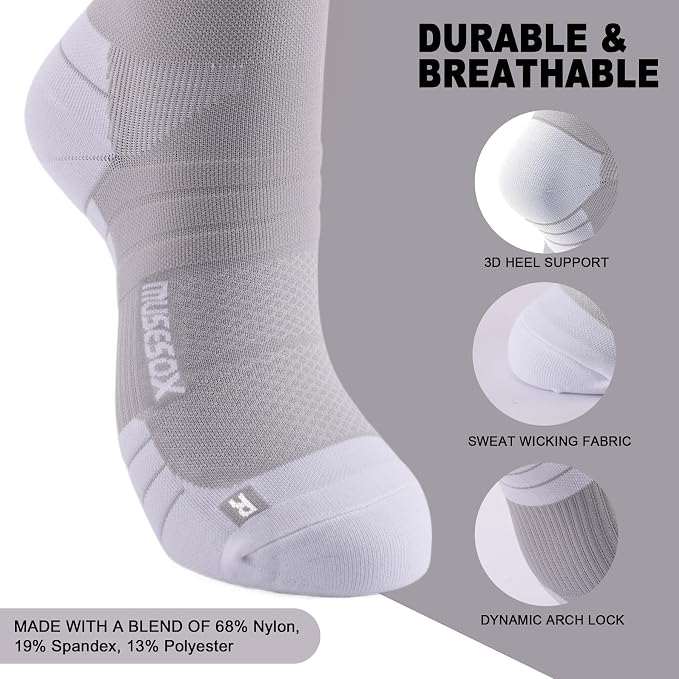 Compression Socks for Women and Men,Mild Support(3 Pairs) Unisex | Knee High,Graduated Compression,L/R Foot Labels,Breathable Fabric,Best for Flying/Nurses/Travel/Cycling/Pregnancy/Daily Wear - Image 5