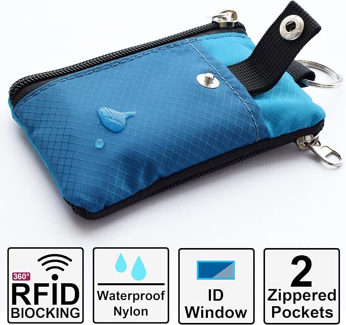 CHENSPRX Minimalist RFID Blocking Small Wallet with ID Window,WaterResistant Zip Id Case Wallet with Lanyard Keychain for Cards,Cash,Travel,Women,Men - Image 2
