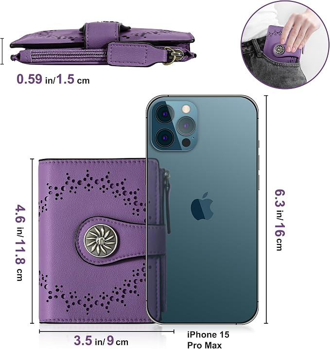 Tipmile Small Wallet for Women Bifold RFID Blocking Card Holder Leather Wallets with Zipper Coin Pocket - Image 8