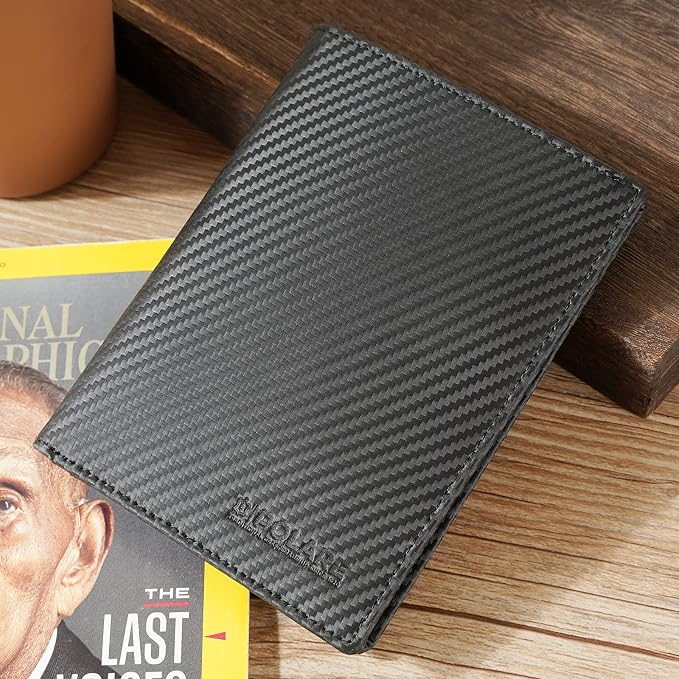 Polare Luxury RFID Blocking Leather Passport Holder Travel Wallet For Men and Women (Carbon Black) - Image 2