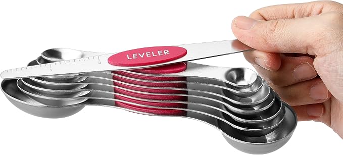 Spring Chef Dual Sided Magnetic Measuring Spoons Set of 8 for Kitchen, Pink | Stainless Steel Teaspoon & Tablespoon Measuring Spoons with Leveler for Dry & Liquid Ingredients, Nesting, Dishwasher Safe - Image 8