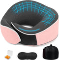 Memory Foam Travel Neck Pillow | Ergonomic 360 Degree Head Support for Airplane, Car and Office Sleeping, with Breathable Cotton Cover and Carry Bag, Pink-2 by Unknown