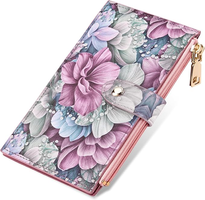 Travelambo RFID Wallet Women Large Size Bifold Multi Card Wallet Case with Zipper Pocke Credit Card Holder for Women - Image 9
