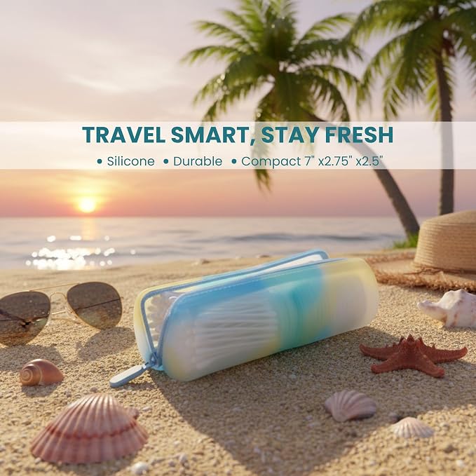 Cotton Round Swab Travel Case, 2-in-1 Beauty Organizer, (Ocean Breeze) - Image 7