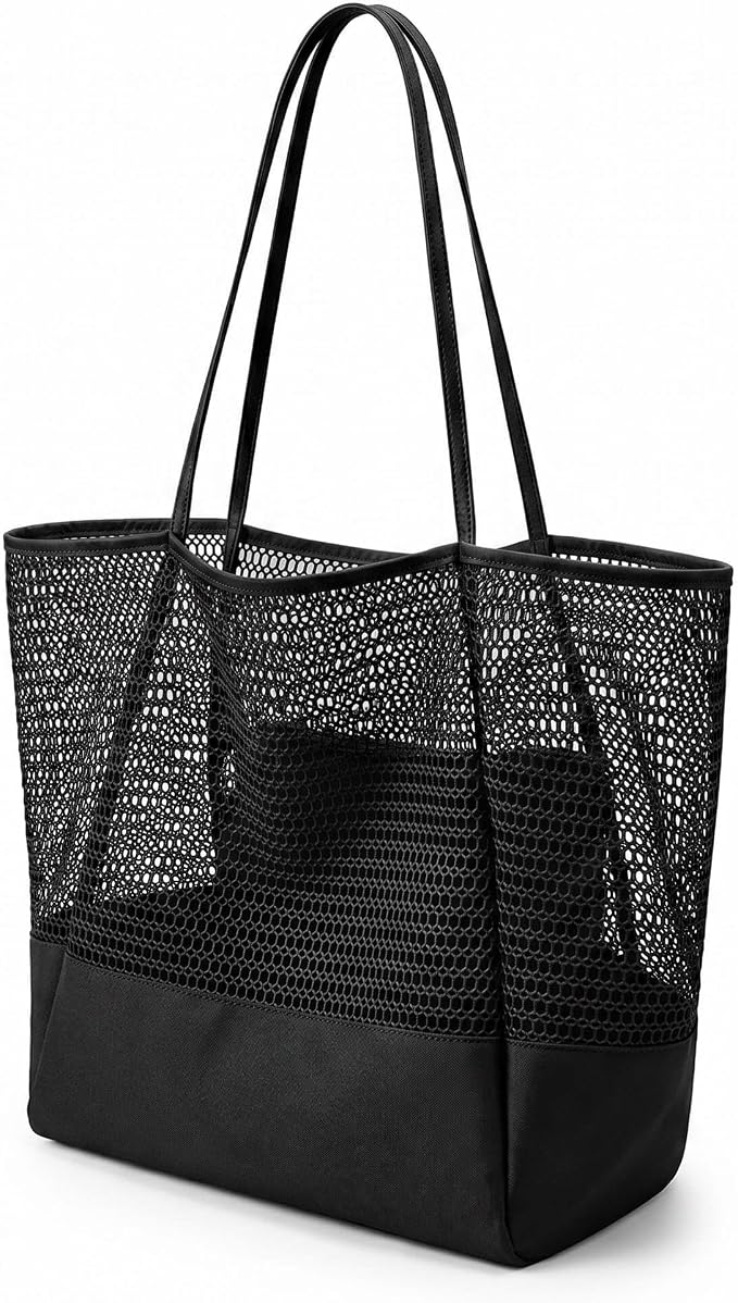 Mesh Beach Tote Bag for Women, Sandproof Quick Dry Foldable Travel Bag by Unknown