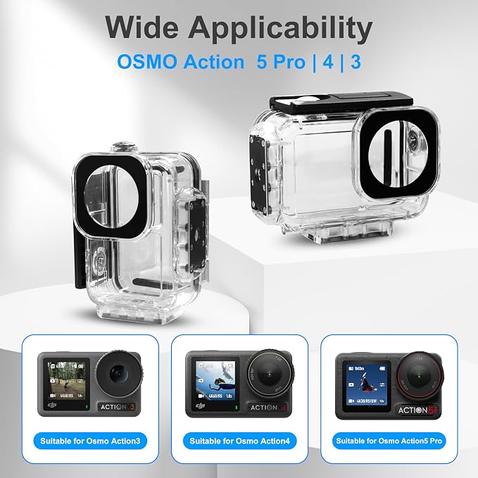 FitStill 196FT/60M Underwater Waterproof Case with Magnetic Quick Release Interface Compatible with DJI Osmo Action 5 Pro/Action 4/Action 3,Monopod Floating Hand Grip Action Camera Accessory Kit - Image 3