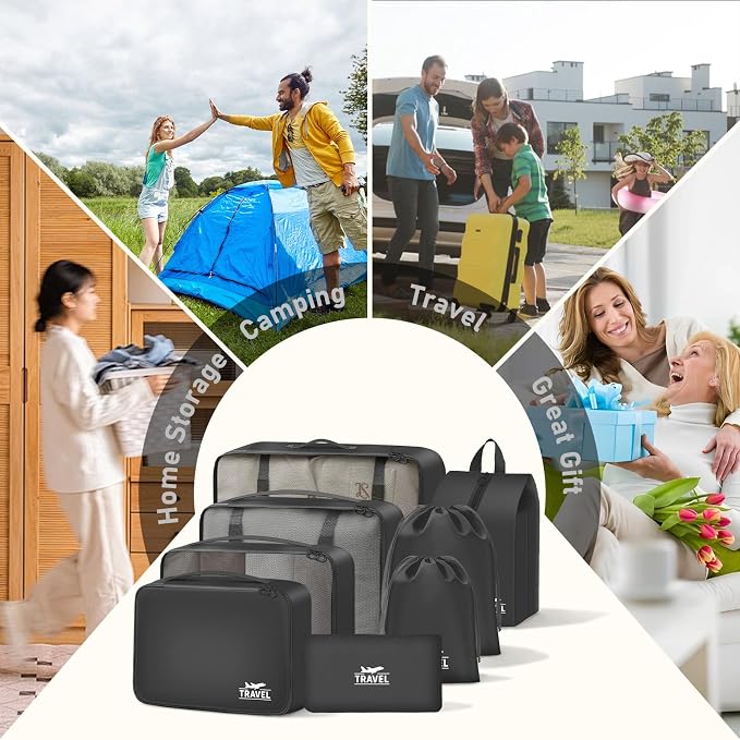 8 Set Packing Cubes for Travel Suitcase Organizer Bags Luggage Packing Cubes Set Travel Essentials Accessories Gifts for Women - Image 7