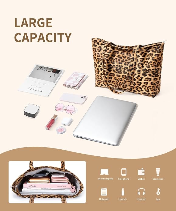 KALIDI Tote Bag Zipper Shoulder Bag Vegan Leather Purses Satchel for Women | Large Casual Handbag for Work Commuting Dating College Everyday - Image 5