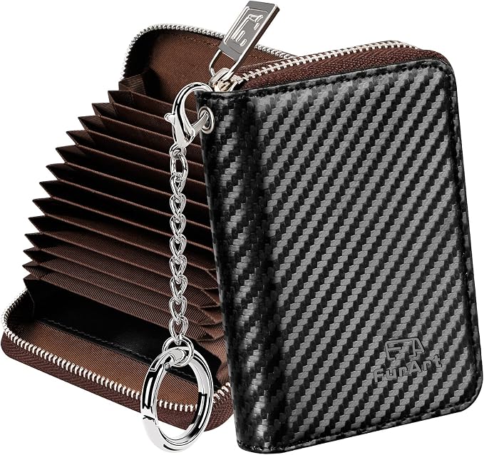 FurArt Zipper Wallet Women RFID Credit Card Holder keychain Wallet | ID Window RFID Blocking Compact Small business 15/16 slots by FurArt