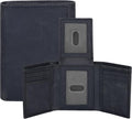 Real Leather Mens Trifold Wallet RFID Blocking Slim Minimalist Front Pocket - Thin & Stylish with ID Window in Gift Box by OakLeathers