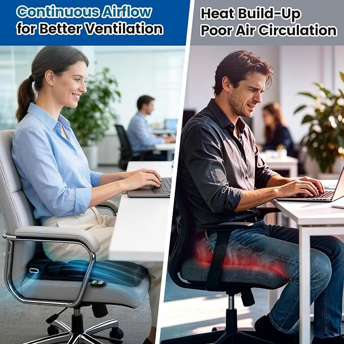 Inflatable Travel Seat Cushion for Airplane with Dual Fans,Ergonomic Design | 3-Speed Ventilated Travel Cushion Airplane Seat, Portable Airplane Seat Cushion for Long Flights, Office, Wheelchair - Image 3