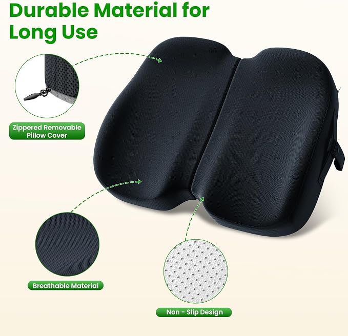 A-Pce Foldable Travel Seat Cushion-with Built-in Handles，Black | Ergonomic design, Memory Foam Cushions for Home & Office Use, Perfect for Travel or Driving - Image 7