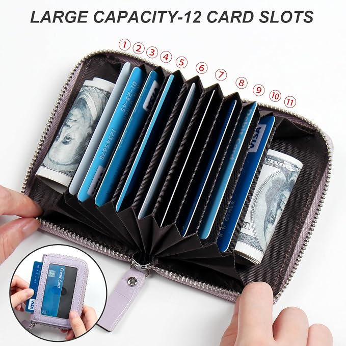 Credit Card Wallet, RFID Card Case Wallet, Zipper Card Cases Holder for Men Women, RFID Blocking, KeyChain Wallet, Compact Size Card Organizer Case for Women - Image 4