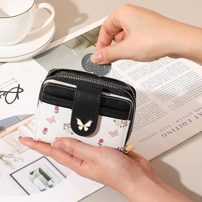 Small Wallet for Women Rfid Bifold Leather Card Holder Wallet With Zipper Pocket - Image 6
