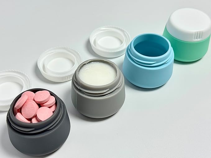 20-Piece Silicone Travel Bottles Set – TSA Approved Leakproof Toiletry Kit with Flat Easy-Squeeze Bottles, Tactile Icons, Cream Jars, Pump & Spray, Cleaning Brush | 20-Piece Silicone Bottles Set,TSA Approved Leakproof,Easy-Squeeze Bottles,Come with Pum... - Image 7