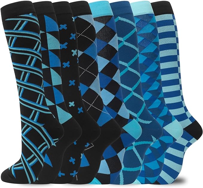 hello momoya Compression Socks for Women Men Circulation Knee High 8 Pairs for Nurses, Running, Travel, Athletic by HELLOMOMOYA