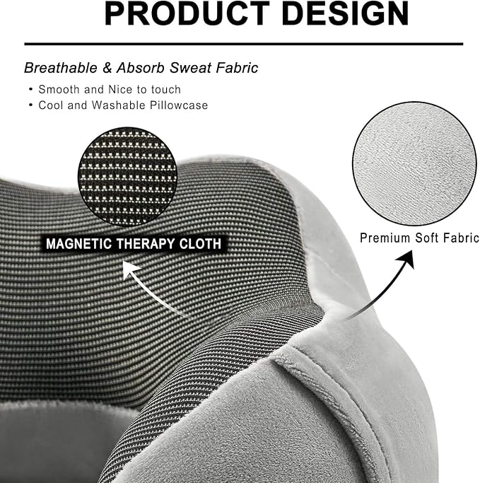 Airplane Travel Neck Pillow, 100% Memory Foam Ergonomic Neck Support, Airplanes Neck Pillow with Washable Cover Travel Essential for Flight, Office includes Eye Masks, Earplugs & Carry Bag (Dark Gray) - Image 8