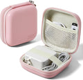 Portable Charger Case, Tech Pouch Travel Organizer, M, Pink | Hard Shell Electronic Storage for MacBook Power Adapter, Charging Cords, USB Drives, Power Bank Laptop Accessories by Linpr