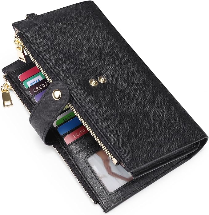 Wallets for Women Trifold Wristlet Wallets Large Capacity RFID Blocking Ladies Purse Credit Card Holder - Image 2